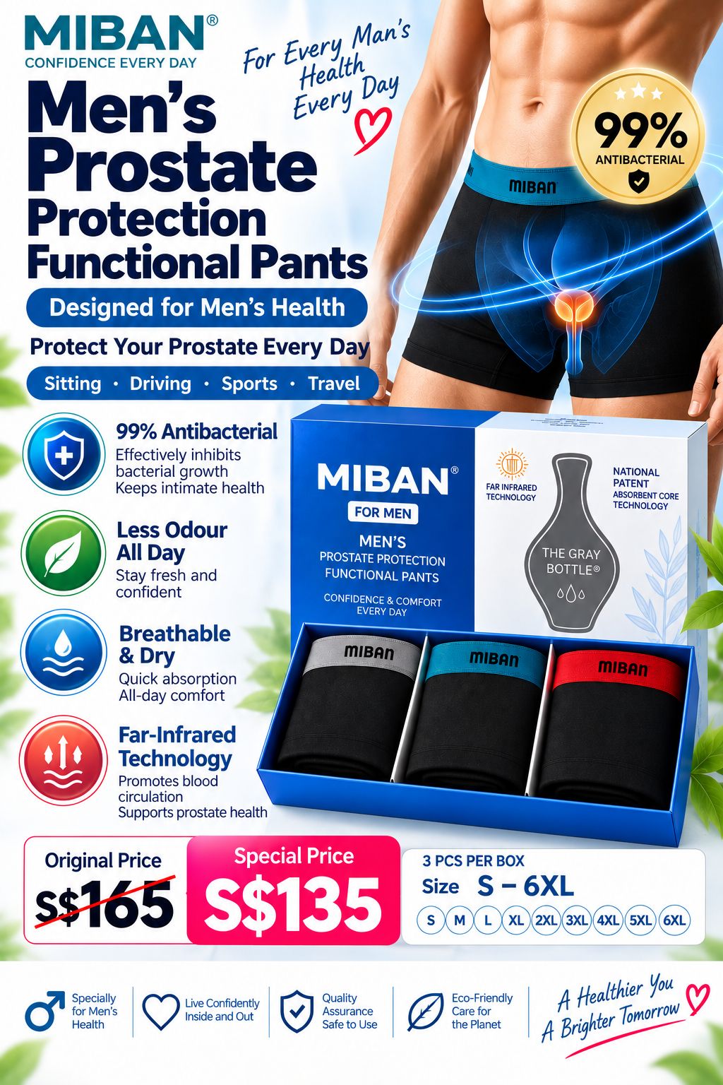 MIBAN Men’s Prostate Functional Pants